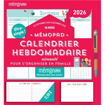 SKYCROO Calendrier Magnétique Frigo X3 - Planificateur Hebdomadaire, Mensuel & Mémo Aimanté - Organisateur Familial