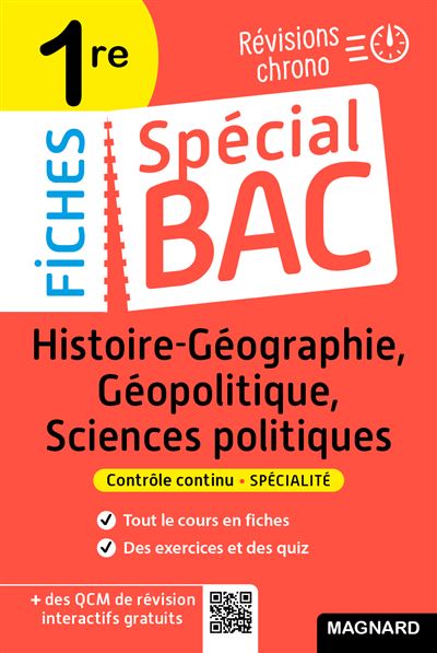 Spécial Bac Fiches Histoire-Géo, Géopolitique, Sciences Po 1re Bac 2026 Tout le programme en 51 fiches, mémos, schémas bilans, exercices et QCM - Nicolas Verlaque - Magnard - broché - Scolaire / Universitaire