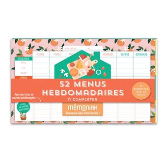 Bloc aimanté de 52 menus hebdomadaires à compléter Mémoniak - 1