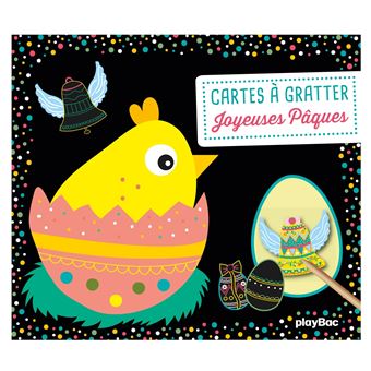 AWOGIPD 24 PCS Cartes à Gratter Pâques - Oeufs Lapin Scratch Art Avec Stylo Et Rubans, Décoration Enfant