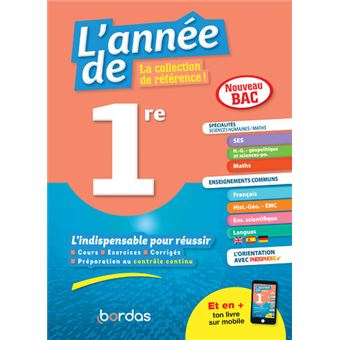 L'Année de 1re Spécialités de Sciences humaines / Maths + Enseignements communs - 1