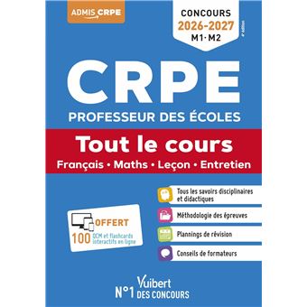 CRPE 2026-2027- Tout le cours (M1 et M2) + QCM et flashcards interactifs - 1