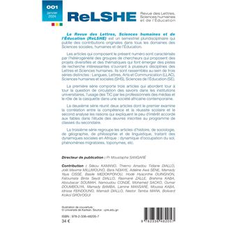 Revue des Lettres, Sciences humaines et de l’Éducation N° 001, janvier 2024