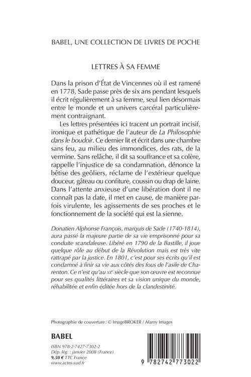 50 lettres du marquis de Sade à sa femme Cinquante lettres du Marquis de Sade à sa femme - Babelio