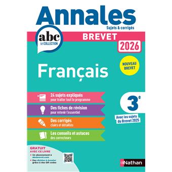 Annales Brevet Français 2026 - Corrigé