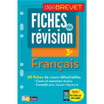DéfiBrevet - Fiches de révision - Français 3e Offert : vos fiches sur votre  mobile - broché - Thomas Gargallo - Achat Livre