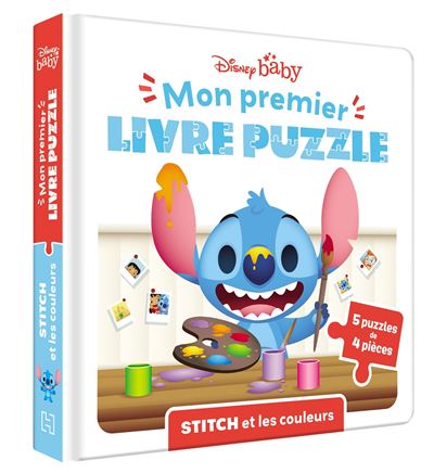 Lilo Et Stitch -  : DISNEY BABY - Mon Premier livre puzzle - 4 pièces - Stitch et les couleurs
