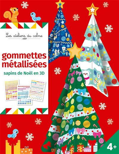 Sapins de Noël 3D à décorer - pochette avec accessoires - + 5 sapins + gommettes metalli - Vanessa Vautier - Deux Coqs D'or - Jeux livres objets - Deux Coqs D'or