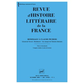 Revue d'histoire littéraire de la France 2005 - n° 4 - 1