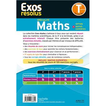 EXOS RESOLUS SPECIALITE Maths + Option Maths expertes Tle