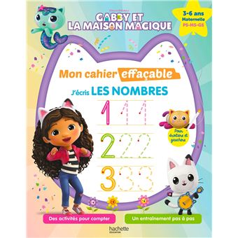 Gabby Et La Maison Magique : Gabby et la maison magique - Mon cahier effaçable - J'écris les nombres - (3-6 ans)