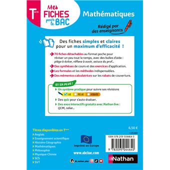 Mes Fiches pour le BAC Mathématiques Term