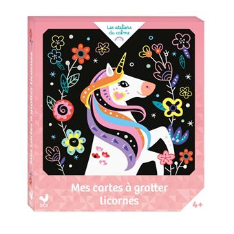 Cartes à gratter licornes - mini boîte avec accessoires