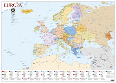 Mapa Europa códigos postais de parede