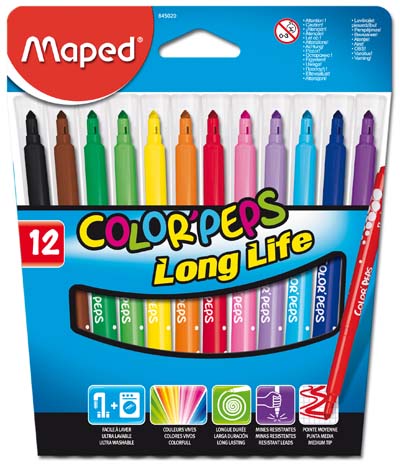 Caixa com 18 Canetas de Feltro Color Peps Long Life Maped