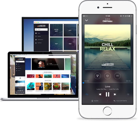 Deezer sur ordinateur portable, smartphone