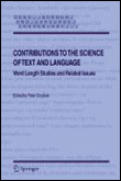 Contributions to the science of text and language