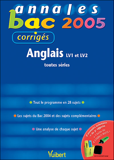 Annales du Bac Anglais LV1, LV2 toutes séries
