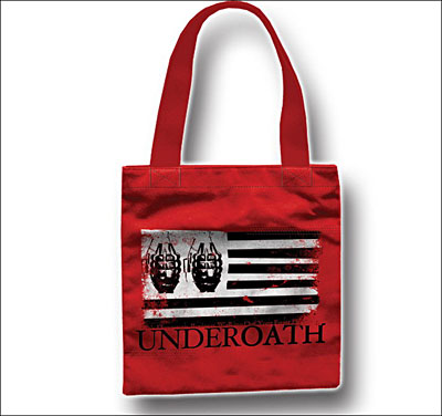Red printed tote bag