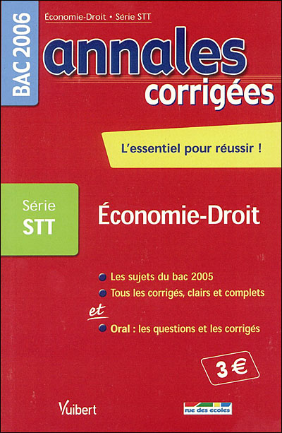 Annales corrigées Vuibert Bac Economie Droit STT