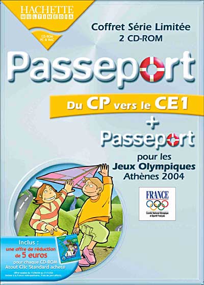 Coffret Série Limitée 2 CD-ROM - Passeport - Du CP vers le CE1 + Passeport pour les Jeux Olympiques d'Athènes 2004