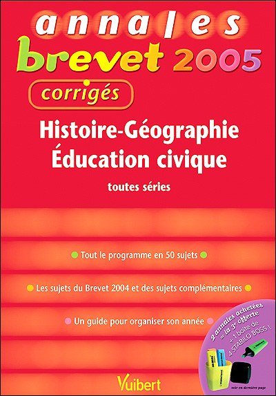 Annales Brevet Histoire-Géographie, Education Civique, Toutes Séries ...