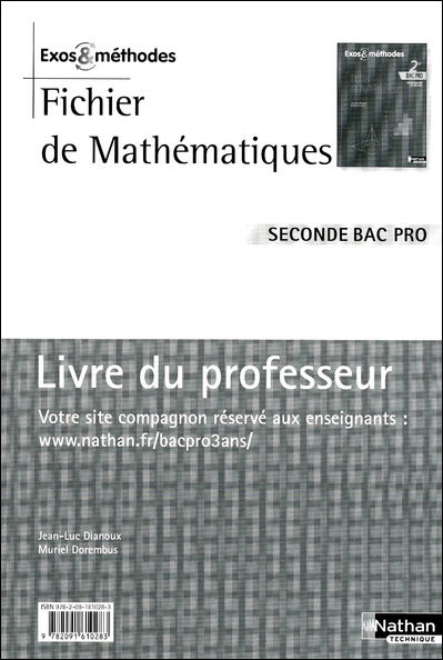 Fichier de mathematiques - seconde bac pro - professeur (exos et methodes - 2009