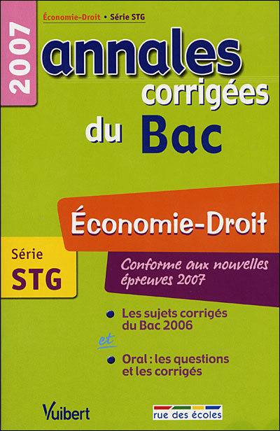 Annales corrigées Vuibert Bac Economie droit STT