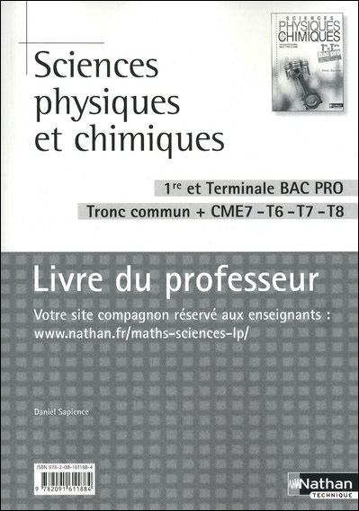 Sciences physiques et chimiques - 1re/Term Bac Pro Livre du Professeur Livre du professeur