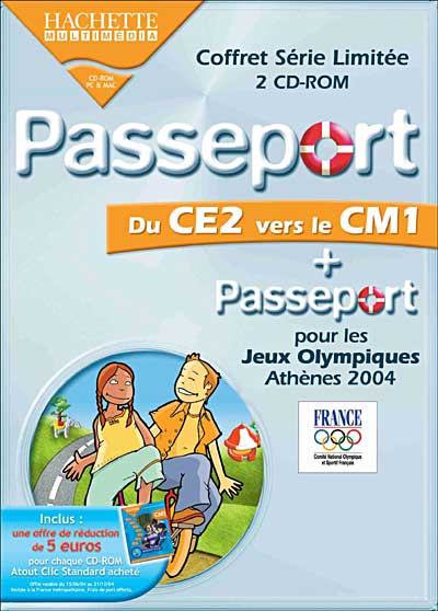 Coffret Série Limitée 2 CD-ROM - Passeport - Du CE2 vers le CM1 + Passeport pour les Jeux Olympiques d'Athènes 2004