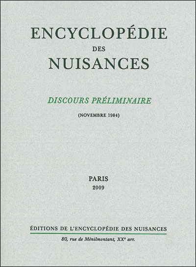 Discours préliminaire de l'Encyclopédie des nuisances