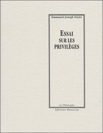 Essai sur les privileges - Emmanuel Joseph Sieyès - broché