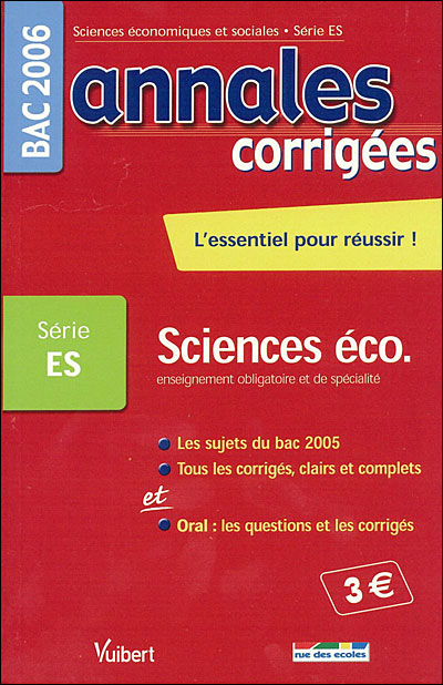 Annales corrigées Vuibert Bac Sciences économiques et sociales ES