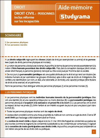 Droit civil : Personnes