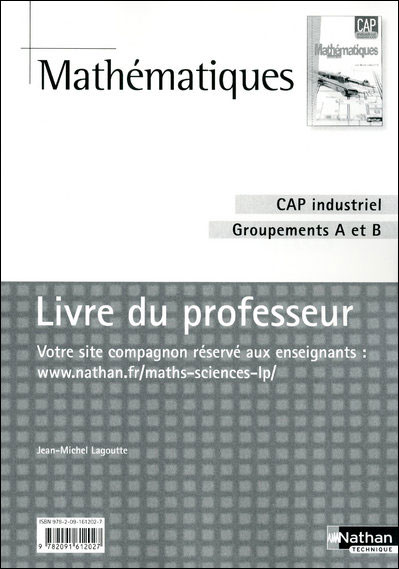 Mathématiques CAP industriel  -  groupements A et B