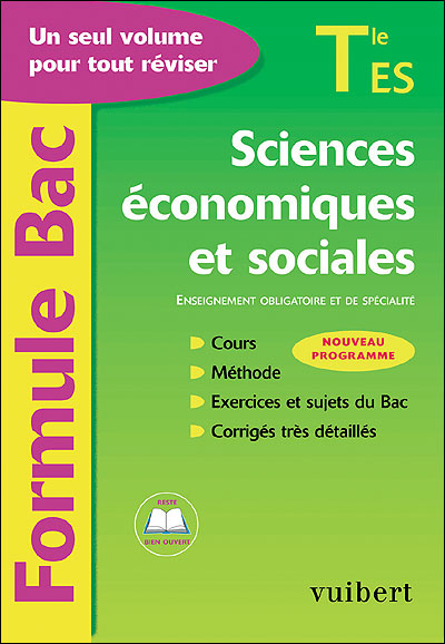 Vuibert Formule Bac sciences économiques et sociales Term ES enseignement obligatoire et de spécialité