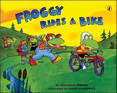 Froggy rides a bike