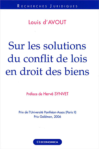 Sur les solutions du conflit de lois en droit des biens - broché ...