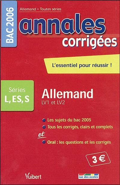Annales corrigées Vuibert Bac Allemand LV1- LV2