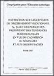 Instruction sur les critères de discernement vocationnel