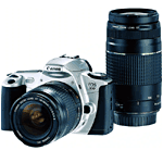 Appareil Photo Reflex Argentique Canon EOS 300 + Batterie Grip BP-200 - 35 Mm, Couleur Argenté - Occasion