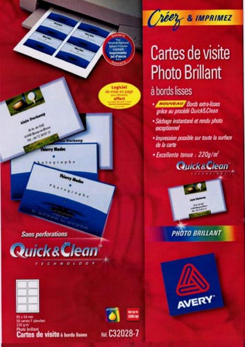 Avery Cartes de visite 85x54 mm