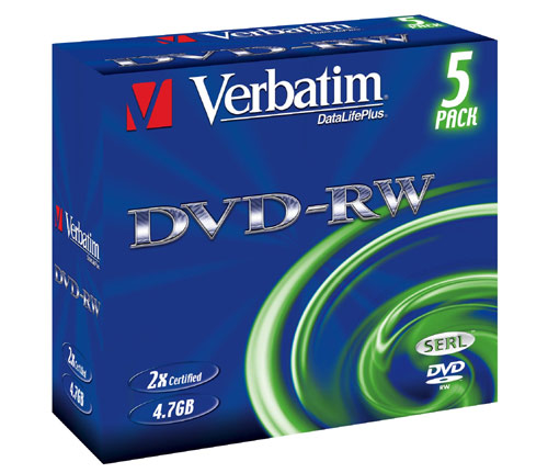 Verbatim DataLifePlus - 5 x DVD-RW - 4.7 Go 4x - boîtier CD