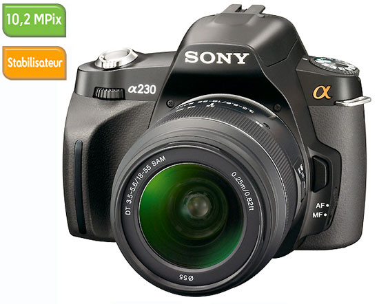 Sony Dslr-A230L Appareil Photo Reflex Numérique 10,2 Mpix Ecran 2,7" Stabilisé Objectif 18 55 Mm Noir