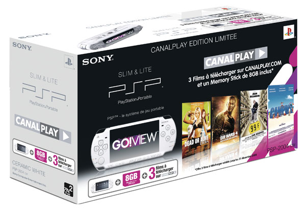 Console Sony PSP 2000 Slim & Lite Blanche + 3 films à télécharger sur Canalplay + Memory Stick 8 Go