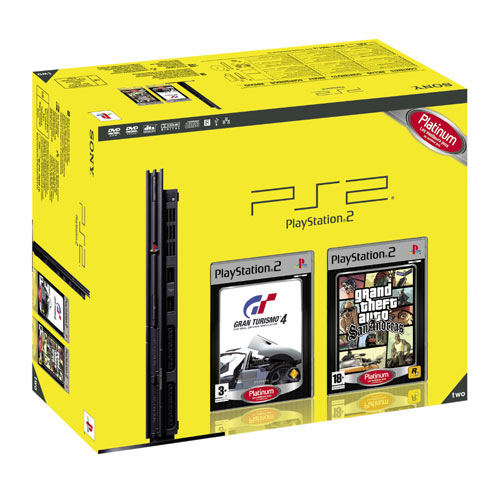 Sony Nouvelle PlayStation 2 - Pstwo Noir + Gran Turismo 4 Platinum + Gta - Grand Theft Auto - San Andreas Platinum