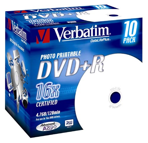 Verbatim DataLifePlus - 10 x DVD+R - 4.7 Go 16x - surface imprimable par jet d'encre - boîtier CD