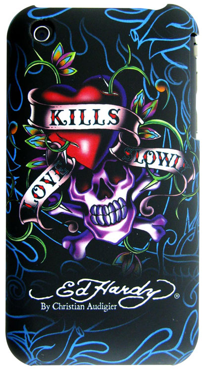 Montre Ed Hardy Homme - Cadran Tête De Mort & Coeur 'Love Kills Slowly' - Bracelet Cuir Marron Foncé