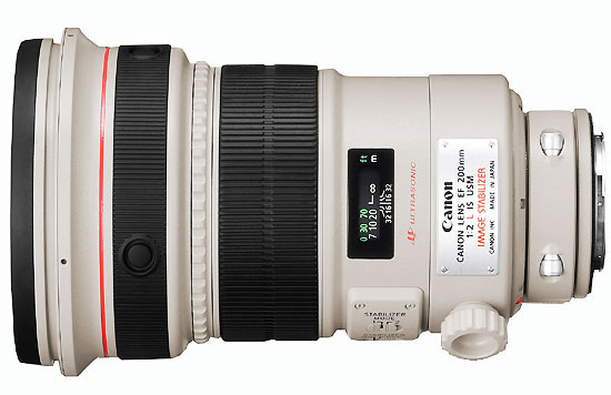 Objectif Reflex Canon EF 200mm f/2 L IS USM Blanc