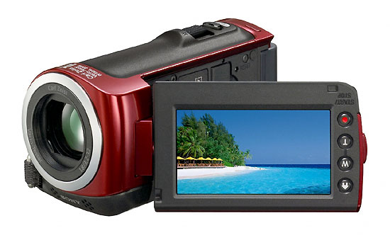 Sony Handycam HDR-CX105E - Caméscope - 1080i - 2.36 MP - 10x zoom optique - Carl Zeiss - flash 8 Go - carte Flash - rouge